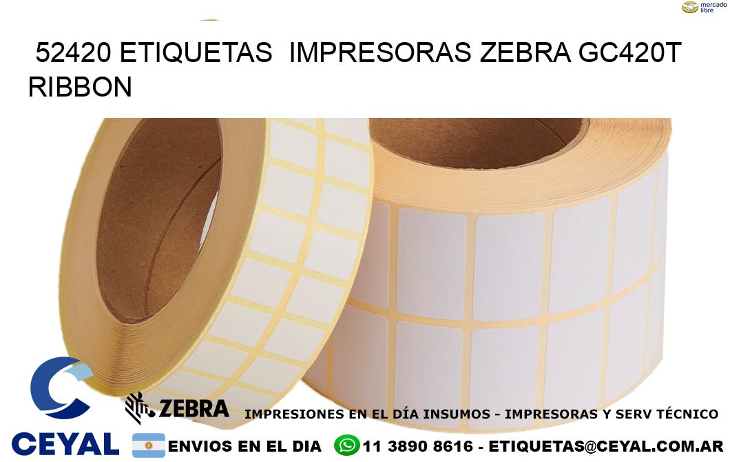 52420 etiquetas  impresoras zebra gc420t ribbon