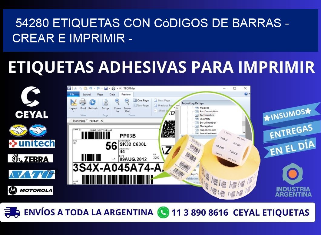 54280 etiquetas con códigos de barras - Crear e imprimir -
