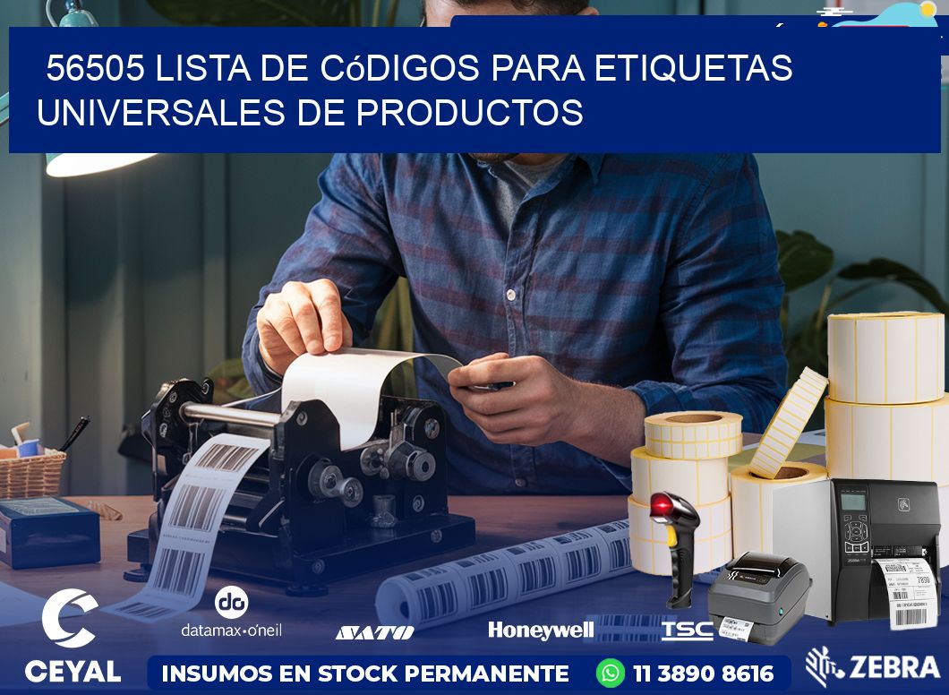 56505 Lista de códigos para etiquetas universales de productos