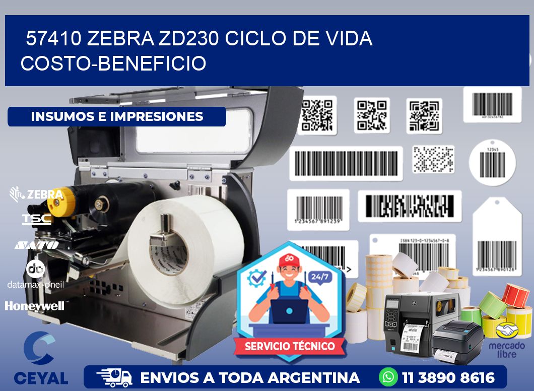 57410 Zebra ZD230 ciclo de vida costo-beneficio