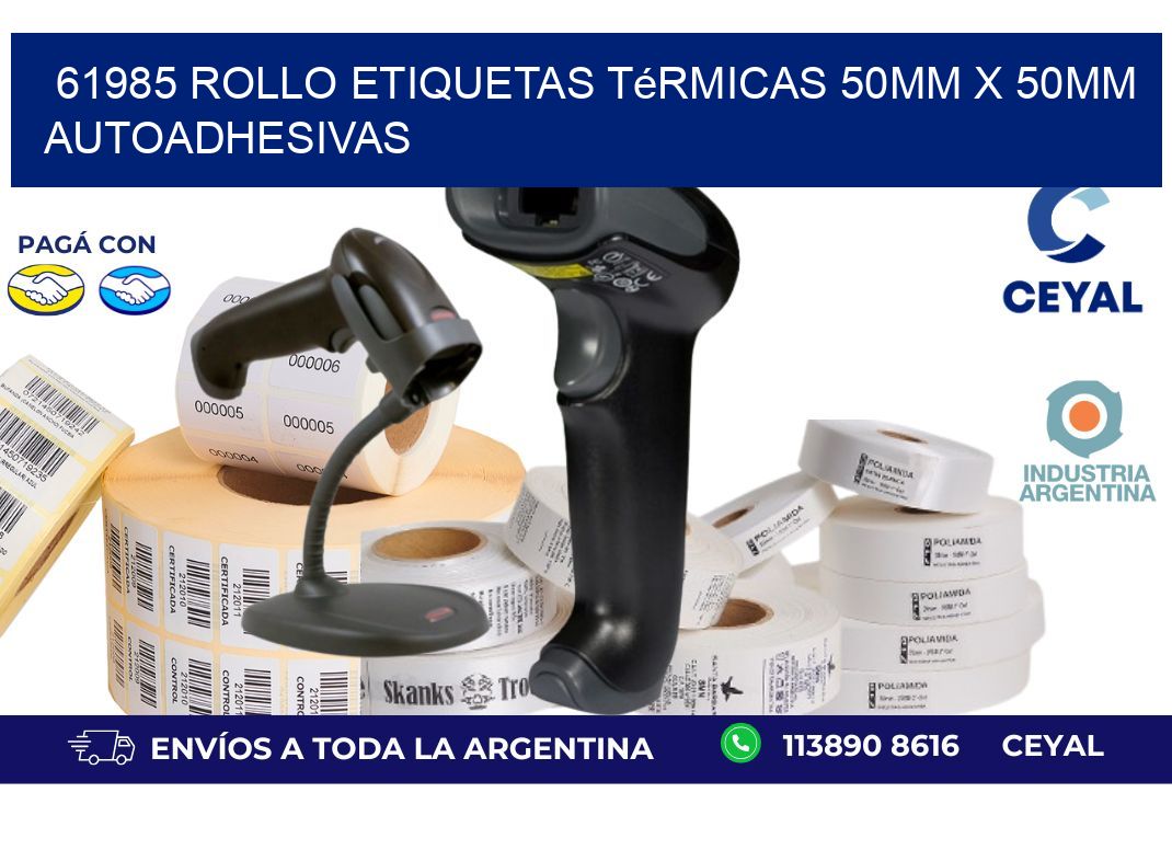 61985 Rollo Etiquetas Térmicas 50mm X 50mm Autoadhesivas