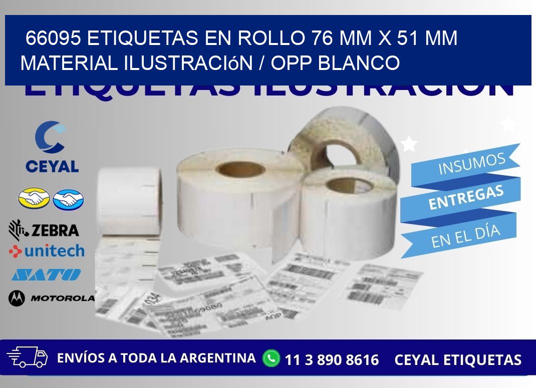 66095 Etiquetas en rollo 76 mm x 51 mm material Ilustración / OPP Blanco