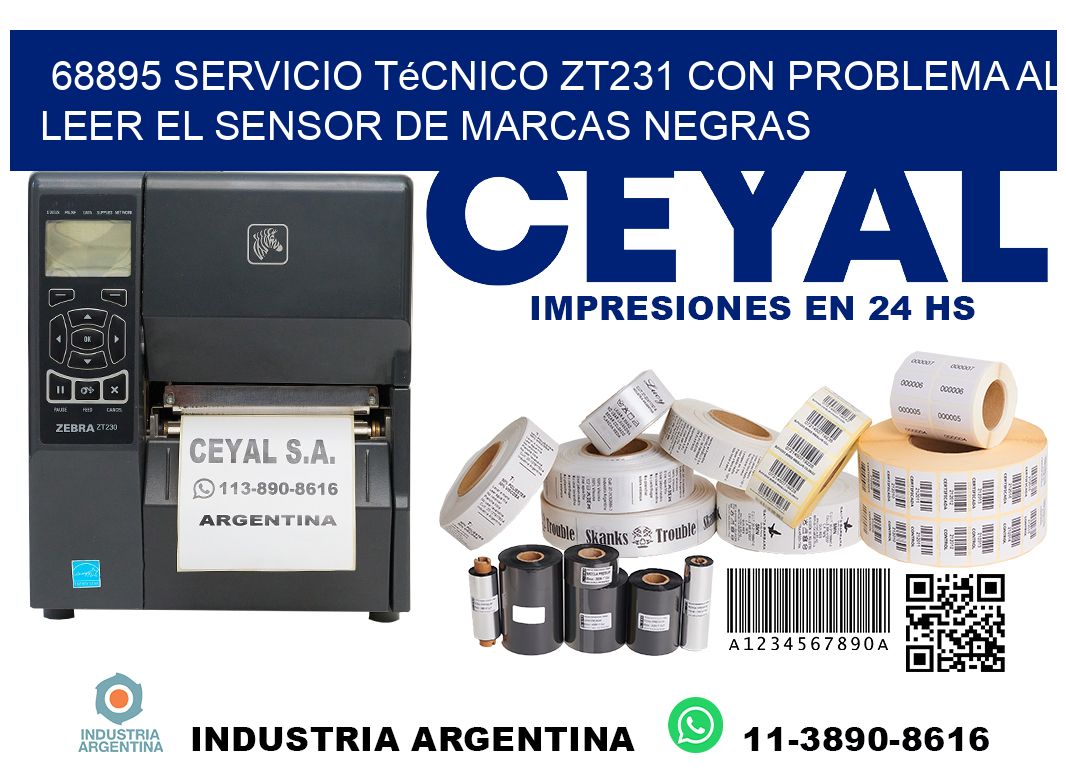 68895 servicio técnico zt231 con problema al leer el sensor de marcas negras