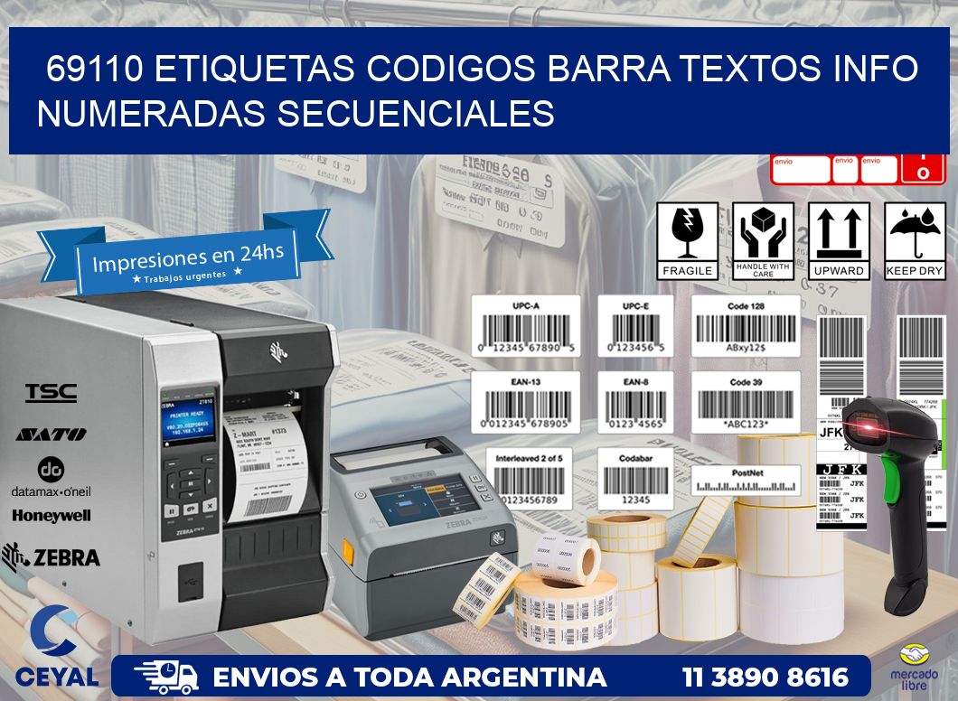 69110 Etiquetas Codigos Barra Textos Info Numeradas Secuenciales