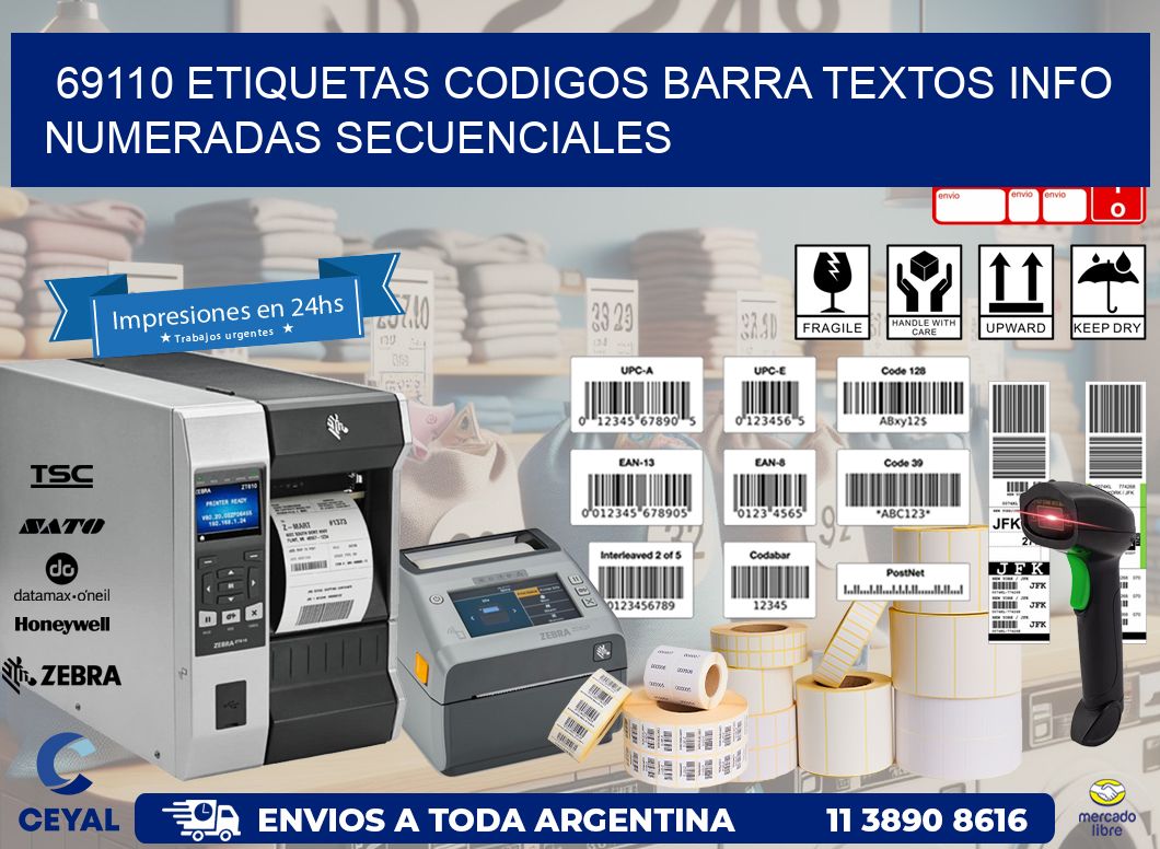 69110 Etiquetas Codigos Barra Textos Info Numeradas Secuenciales