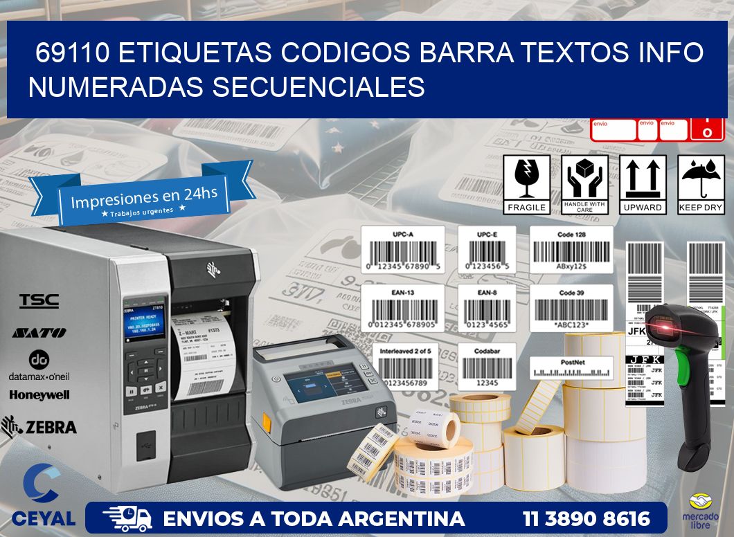 69110 Etiquetas Codigos Barra Textos Info Numeradas Secuenciales