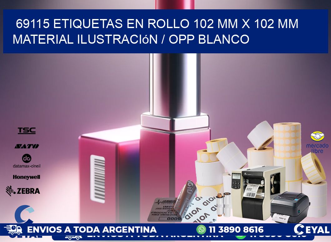69115 Etiquetas en rollo 102 mm x 102 mm material Ilustración / OPP Blanco