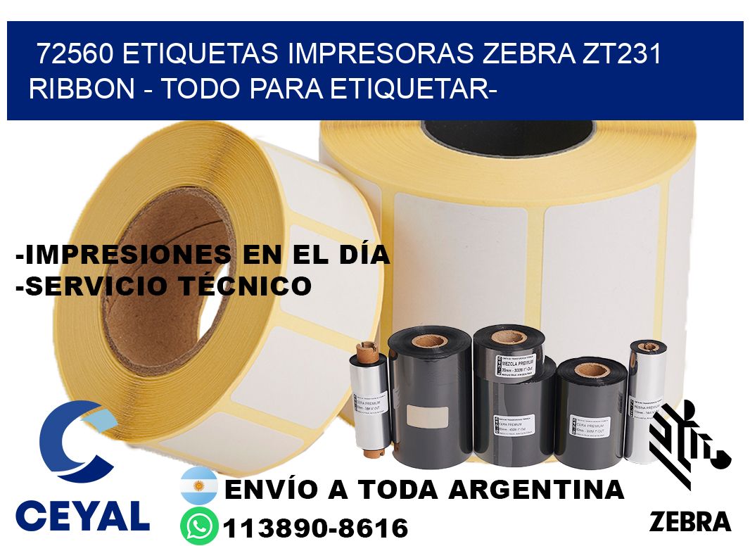 72560 etiquetas impresoras zebra zt231 ribbon - Todo para Etiquetar-