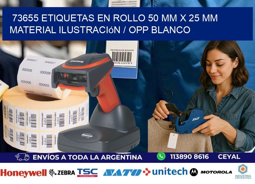 73655 Etiquetas en rollo 50 mm x 25 mm material Ilustración / OPP Blanco