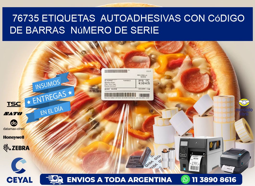 76735 etiquetas autoadhesivas con código de barras número de serie