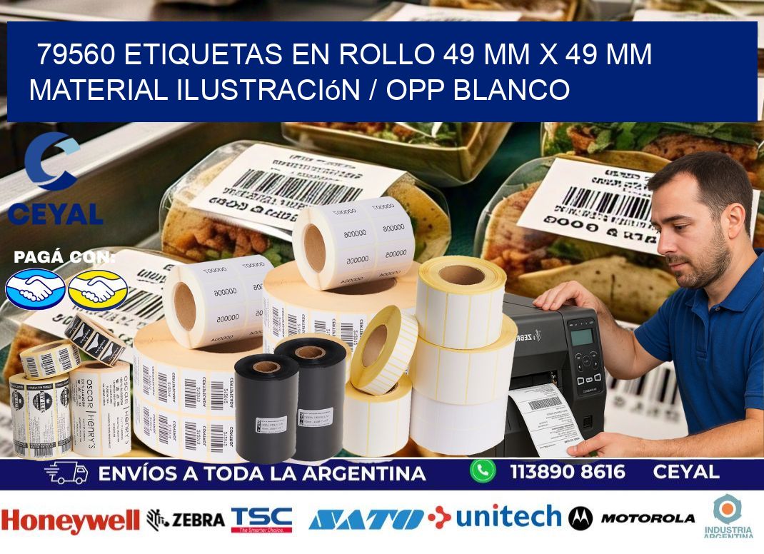 79560 Etiquetas en rollo 49 mm x 49 mm material Ilustración / OPP Blanco