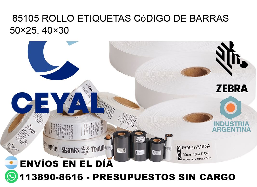 85105 rollo etiquetas código de barras 50×25, 40×30