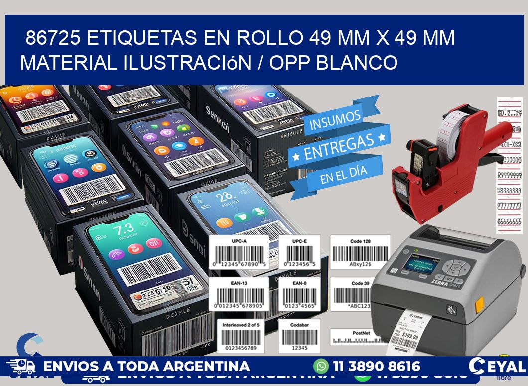 86725 Etiquetas en rollo 49 mm x 49 mm material Ilustración / OPP Blanco