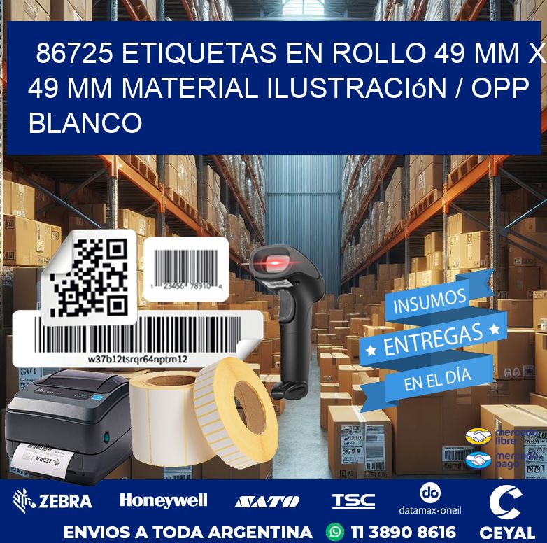 86725 Etiquetas en rollo 49 mm x 49 mm material Ilustración / OPP Blanco