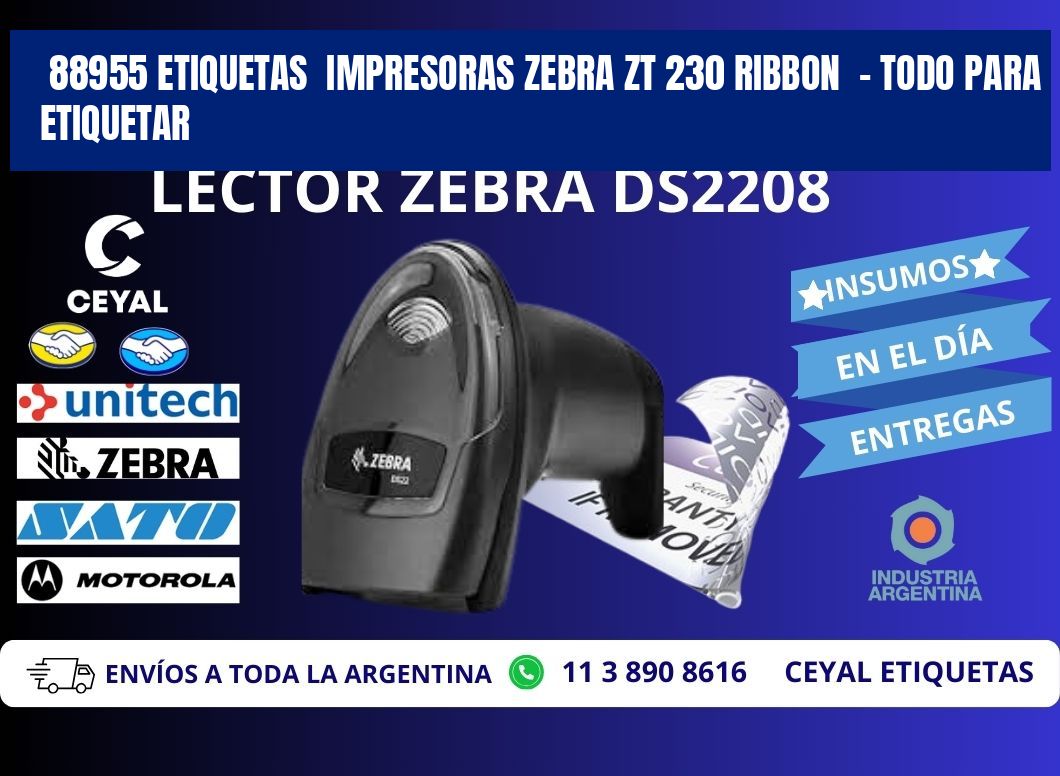 88955 etiquetas  impresoras zebra zt 230 ribbon  - Todo para Etiquetar