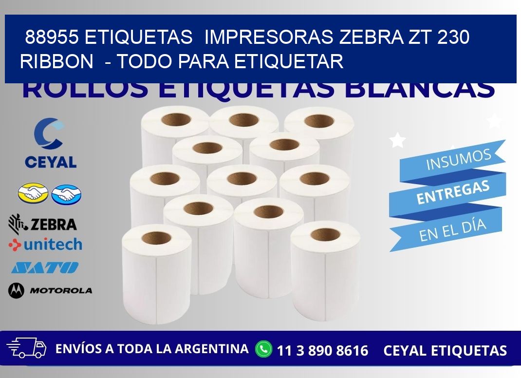 88955 etiquetas  impresoras zebra zt 230 ribbon  - Todo para Etiquetar