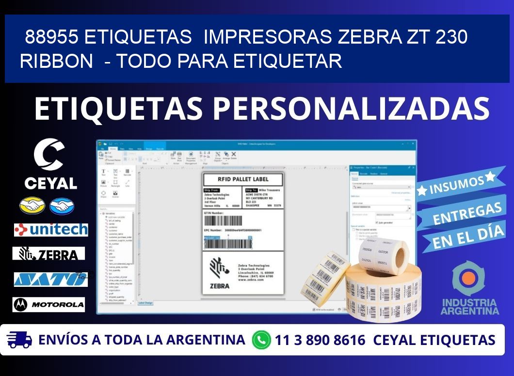 88955 etiquetas  impresoras zebra zt 230 ribbon  - Todo para Etiquetar