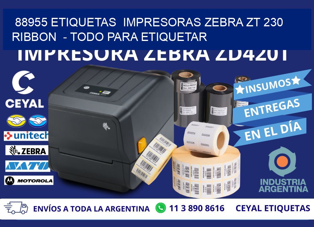 88955 etiquetas  impresoras zebra zt 230 ribbon  – Todo para Etiquetar