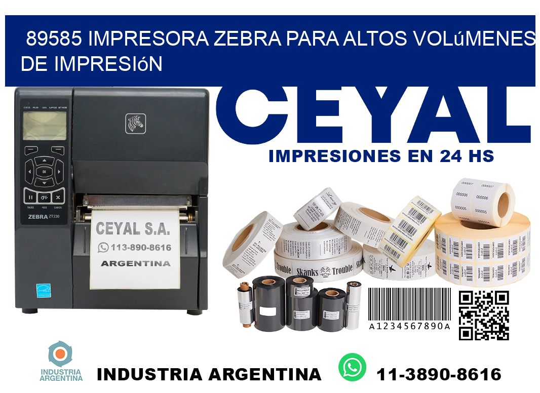 89585 impresora zebra para altos volúmenes de impresión