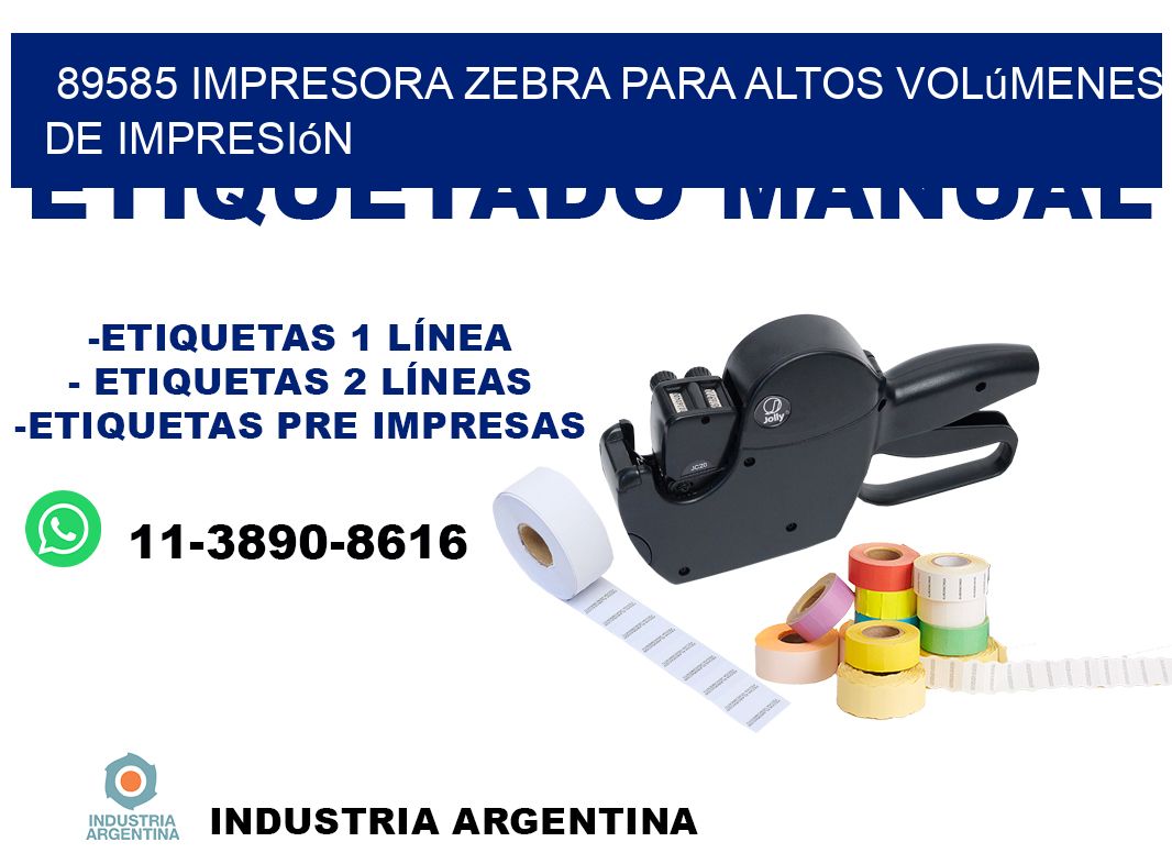 89585 impresora zebra para altos volúmenes de impresión