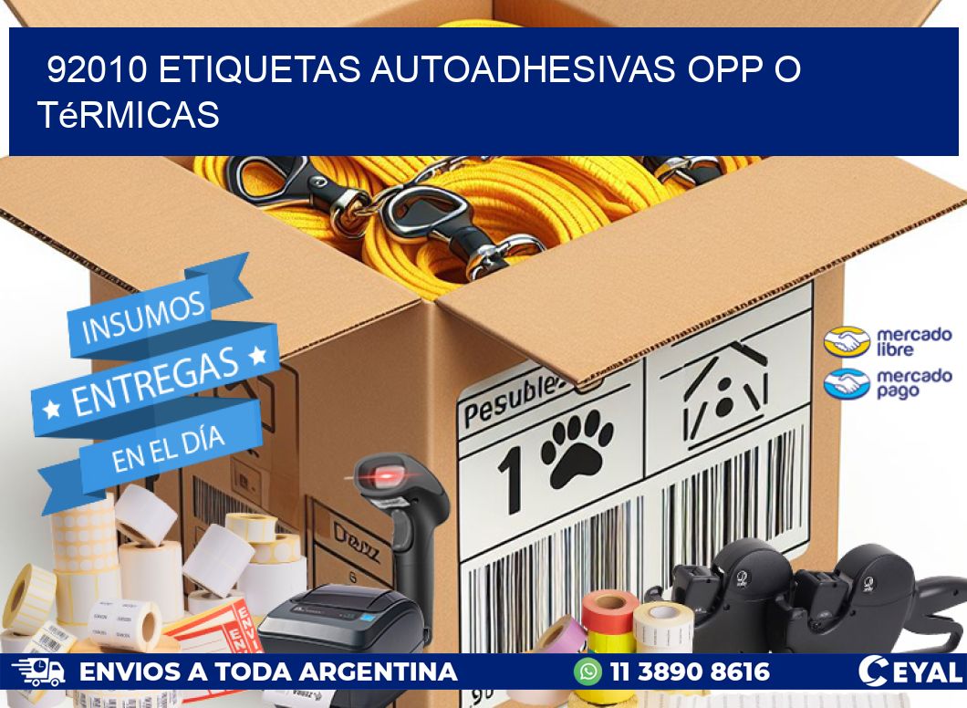 92010 etiquetas autoadhesivas opp o térmicas