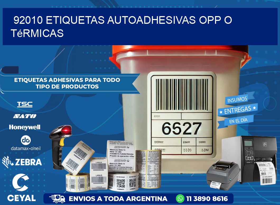 92010 etiquetas autoadhesivas opp o térmicas