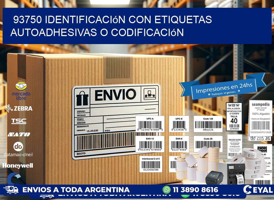 93750 identificación con etiquetas autoadhesivas o codificación