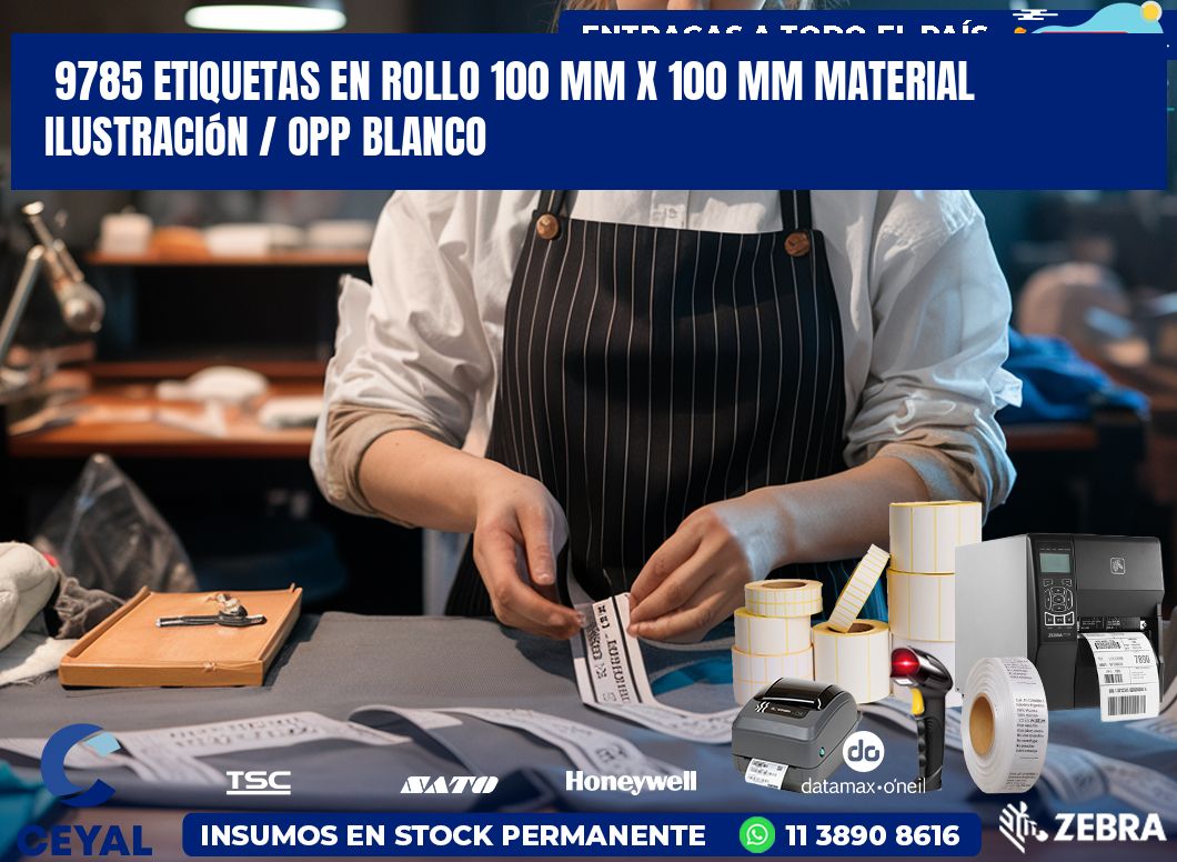 9785 Etiquetas en rollo 100 mm x 100 mm material Ilustración / OPP Blanco