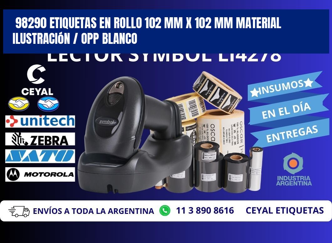 98290 Etiquetas en rollo 102 mm x 102 mm material Ilustración / OPP Blanco