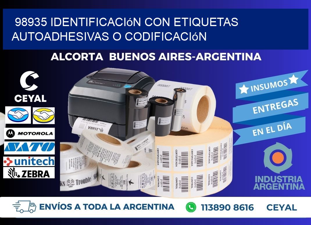 98935 identificación con etiquetas autoadhesivas o codificación