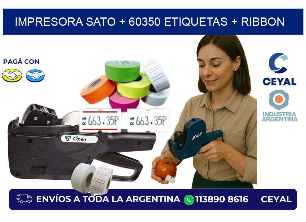 impresora SATO + 60350 etiquetas + ribbon