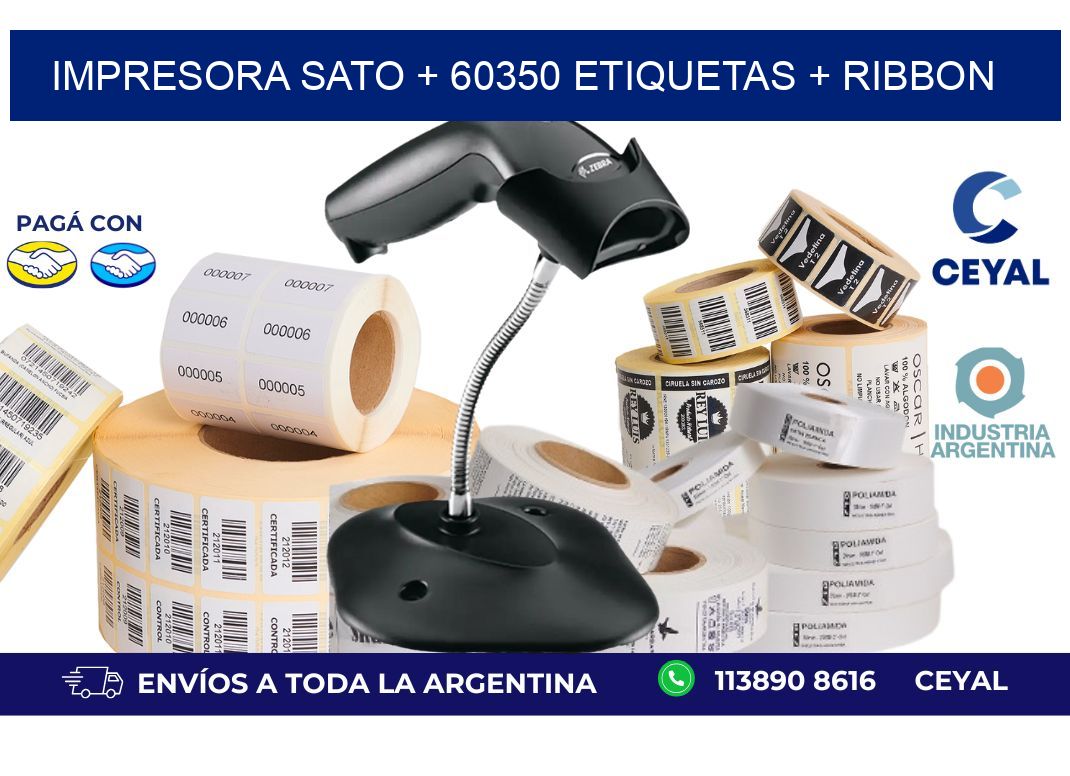 impresora SATO + 60350 etiquetas + ribbon