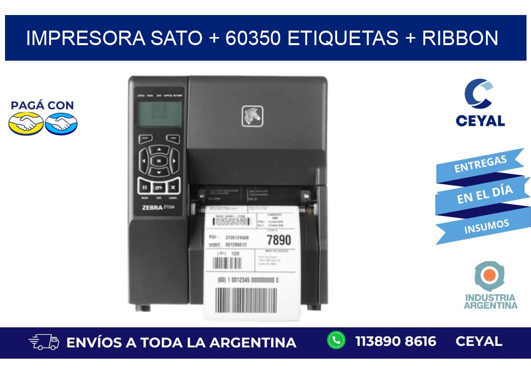 impresora SATO + 60350 etiquetas + ribbon