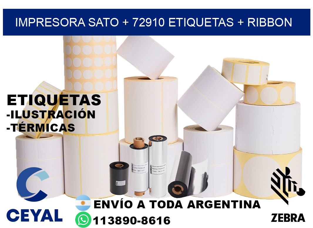 impresora SATO + 72910 etiquetas + ribbon