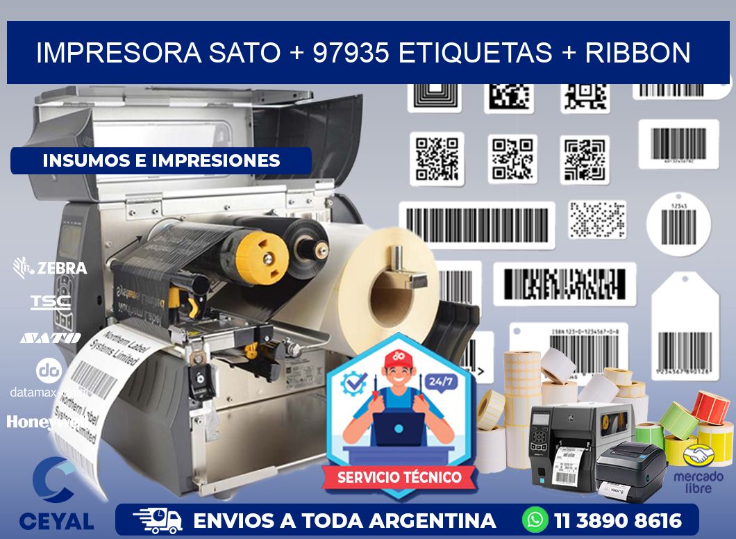 impresora SATO + 97935 etiquetas + ribbon