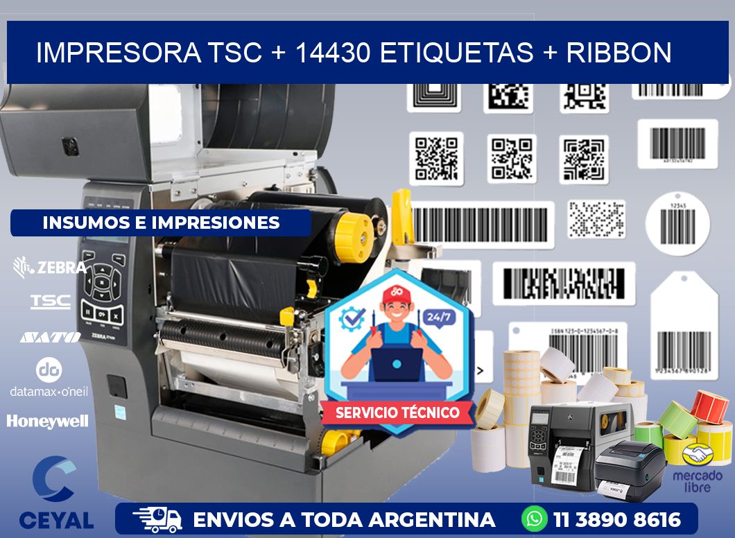 impresora TSC + 14430 etiquetas + ribbon