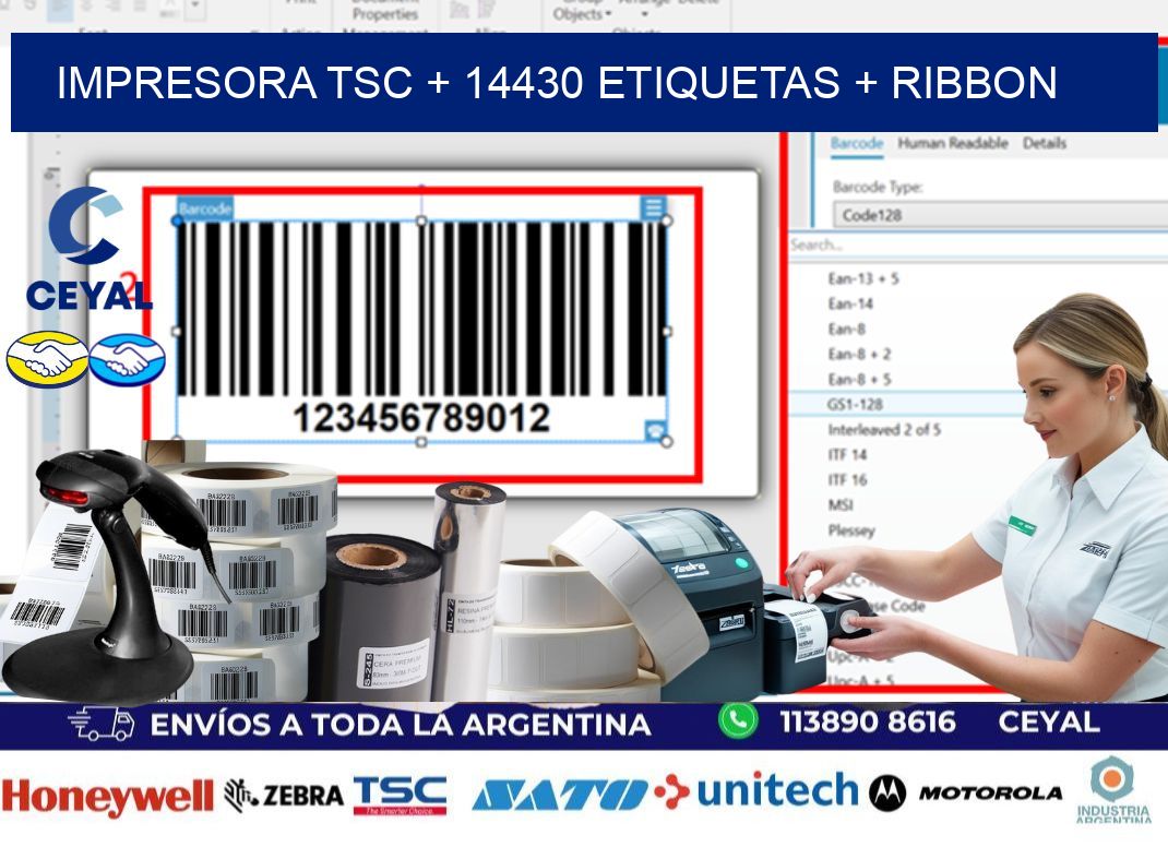 impresora TSC + 14430 etiquetas + ribbon