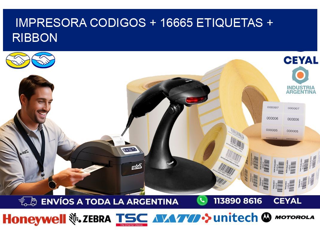 impresora codigos + 16665 etiquetas + ribbon