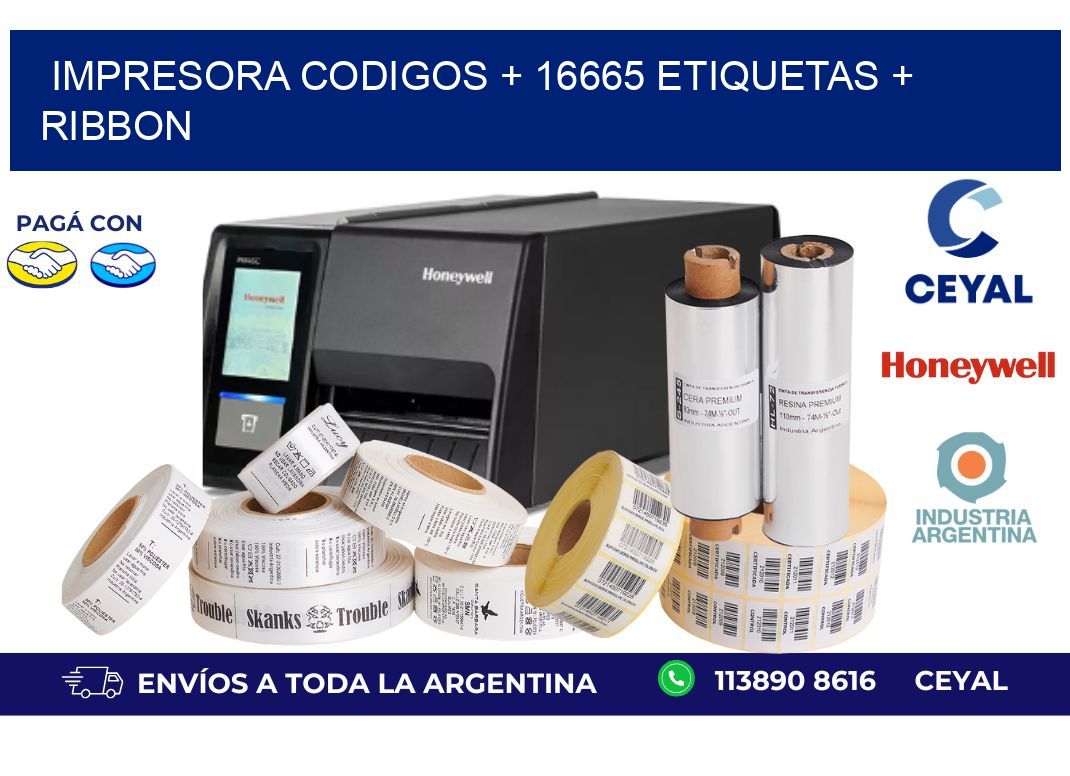 impresora codigos + 16665 etiquetas + ribbon