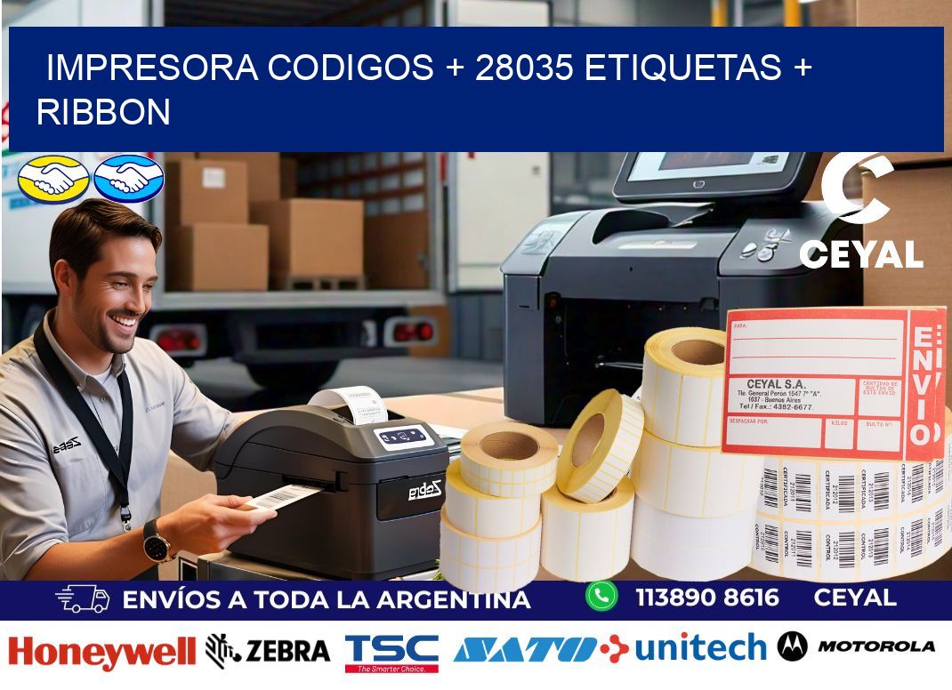 impresora codigos + 28035 etiquetas + ribbon