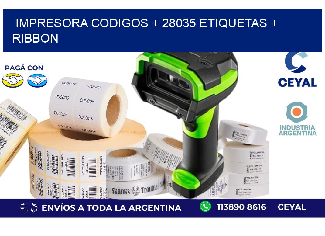 impresora codigos + 28035 etiquetas + ribbon