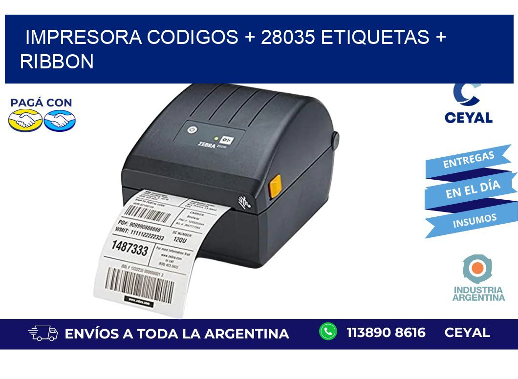 impresora codigos + 28035 etiquetas + ribbon