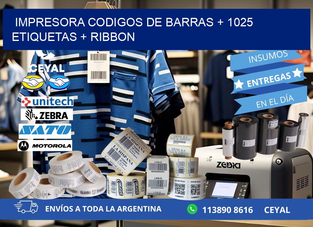 impresora codigos de barras + 1025 etiquetas + ribbon