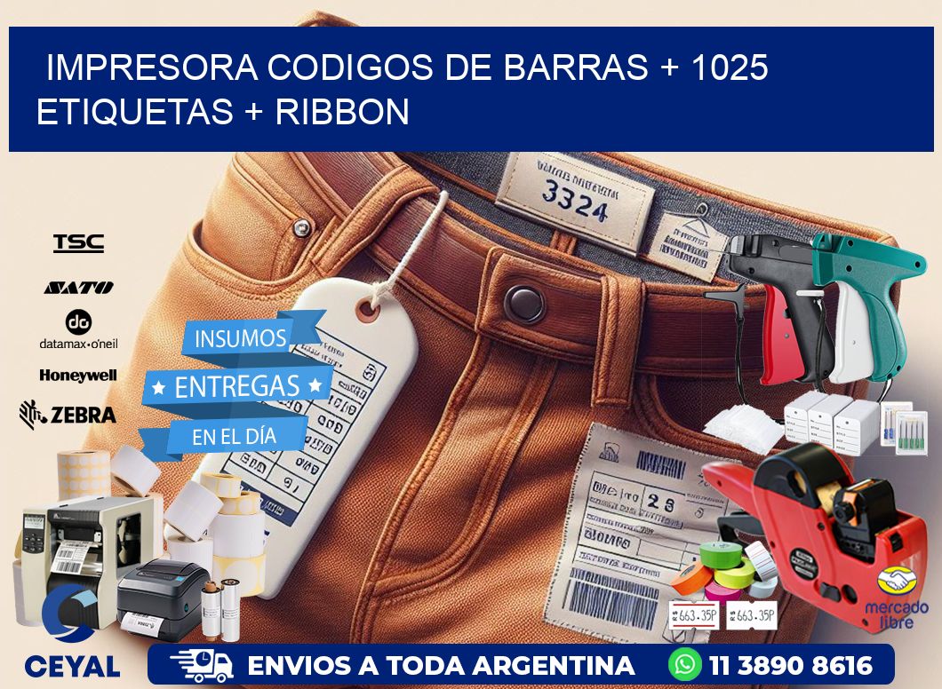 impresora codigos de barras + 1025 etiquetas + ribbon