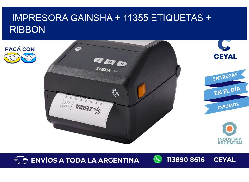 impresora gainsha + 11355 etiquetas + ribbon