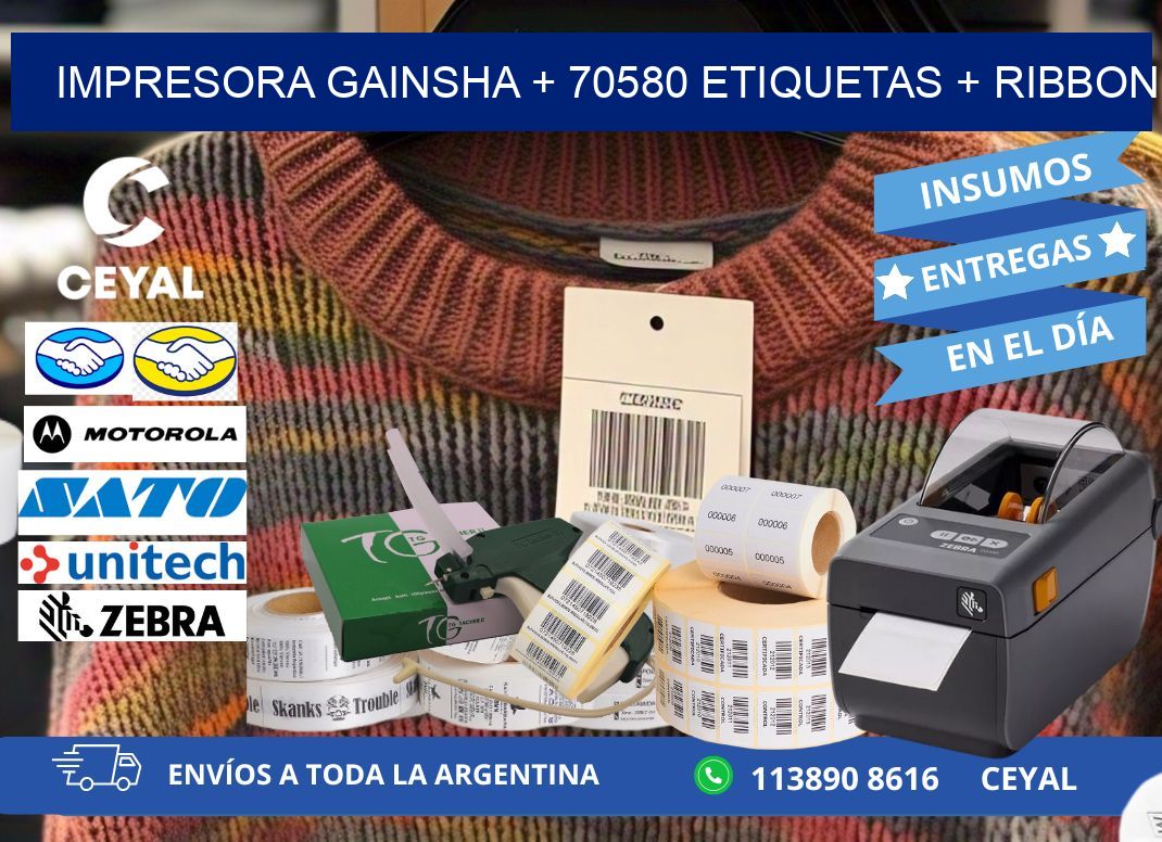 impresora gainsha + 70580 etiquetas + ribbon
