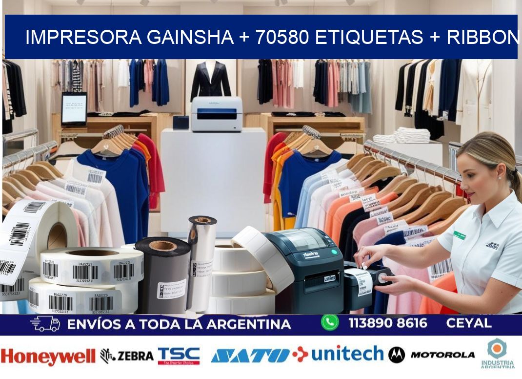 impresora gainsha + 70580 etiquetas + ribbon