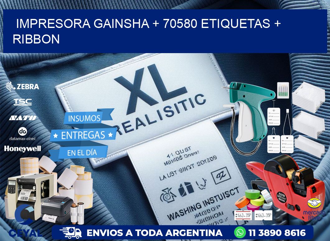 impresora gainsha + 70580 etiquetas + ribbon