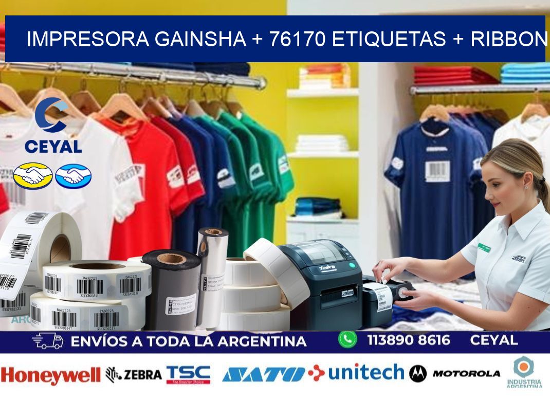 impresora gainsha + 76170 etiquetas + ribbon