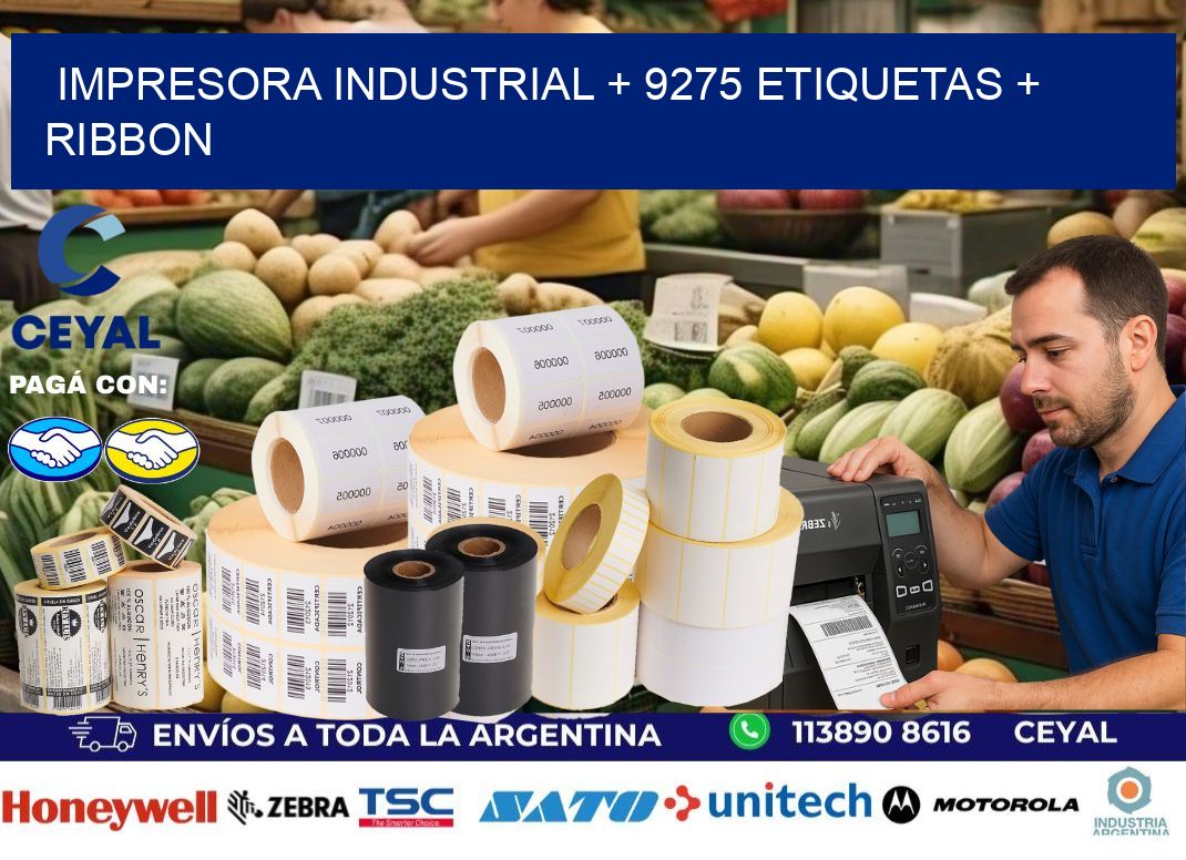 impresora industrial + 9275 etiquetas + ribbon